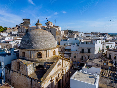 aerial view of the church San Gioacchino padre della Beata Vergine Maria in the town of Ceglie Messapica, in the south of Italy