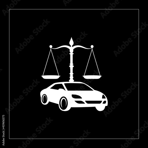 scales of justice on the machine. white logo for a lawyer or car insurer