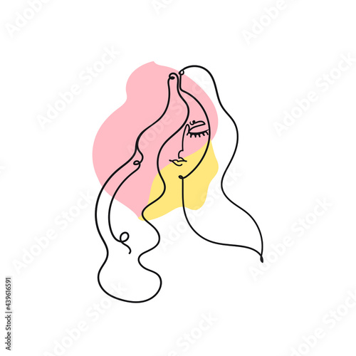 Continuous line  drawing of woman face fashion concept  woman beauty minimalist.One line fashion illustration.Stock vector illustration isolated on white background.