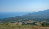 View of Alushta and the Ayu-Dag mountain from the top of the Demerdzhi mountain range in Crimea.