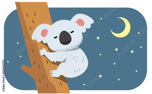 眠るコアラと夜空のイラスト素材