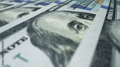 One Hundred Dollar Notes Macro Shot. Dollar Bills - Symbol Of Rich Business Economy of USA. Finance and Investment Concept. Money Cash