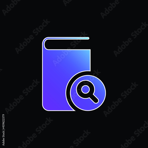 Book Of Black Cover Closed With A Magnifier Symbol On Top blue gradient vector icon