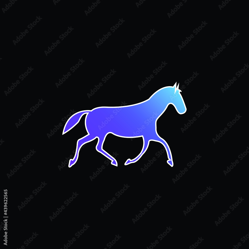 Black Race Horse Walking Pose blue gradient vector icon Black Race Horse Walking Pose blue gradient vector icon