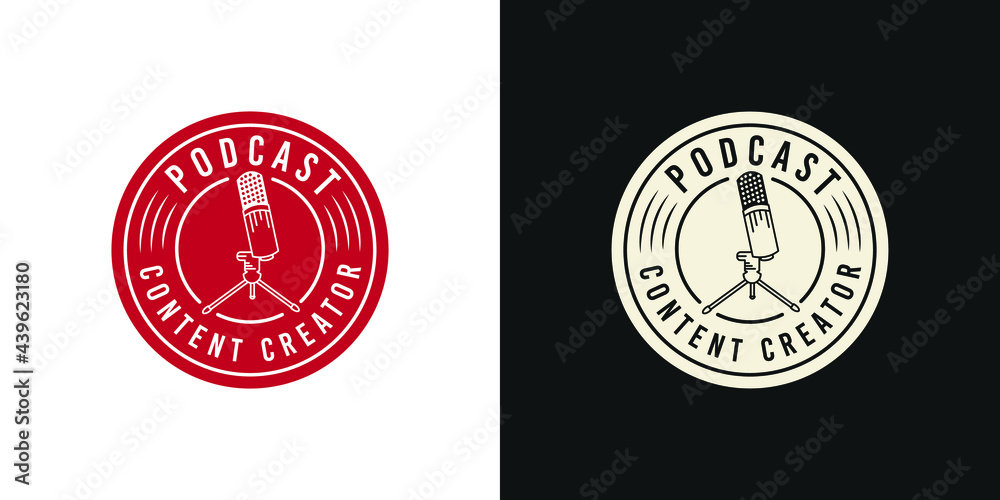 Fototapeta premium Podcast creators logo design concept