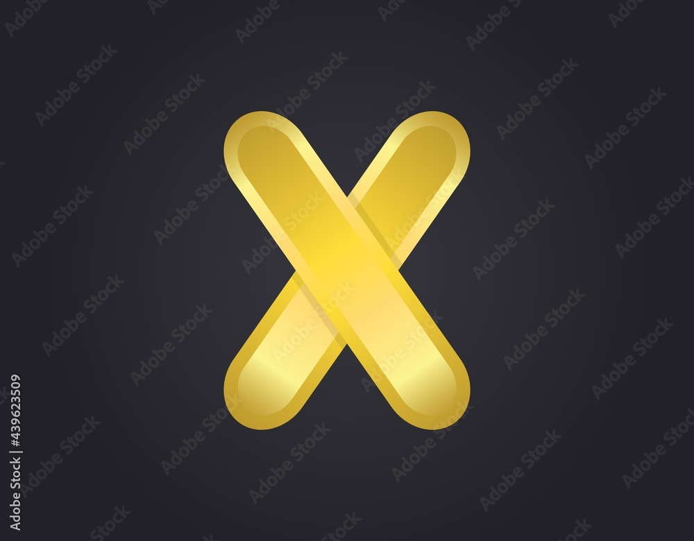 Obraz premium X number logo, modern and elegant golden design. Vector illustration