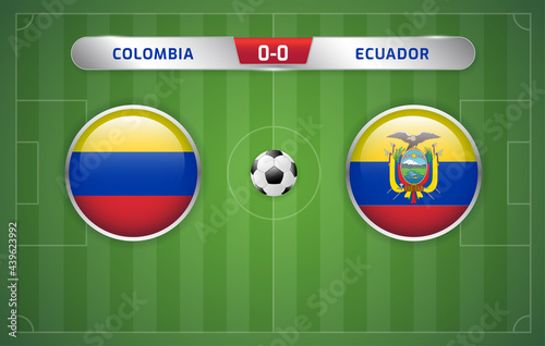 Colombia vs Ecuador scoreboard broadcast template for sport soccer tournament and football championship