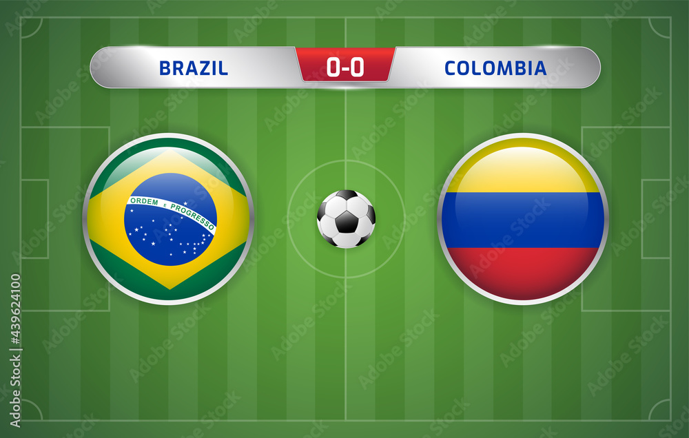 Vetor de Brazil vs Colombia scoreboard broadcast template for sport