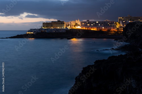 Ajabo beach at night, after sun-set. canary islands, Tenerife spain
