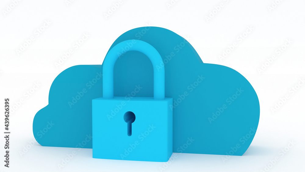 3d illustration cloud file with pad lock 3d illustration cloud file with pad lock