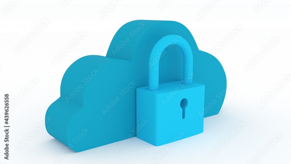 3d illustration cloud file with pad lock 3d illustration cloud file with pad lock