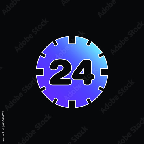 24 Hours Service Symbol blue gradient vector icon