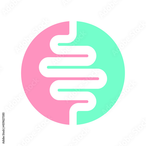 Intestine human organ icon. Intestine graphic sign in the circle isolated on white background. Medical symbol. Vector illustration