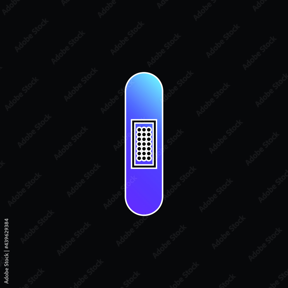 Band Aid Silhouette In Vertical Position blue gradient vector icon Band Aid Silhouette In Vertical Position blue gradient vector icon