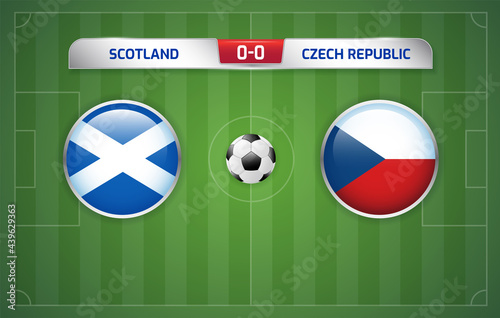 Scotland vs Czech Republic scoreboard broadcast template for sport soccer and football tournament championship