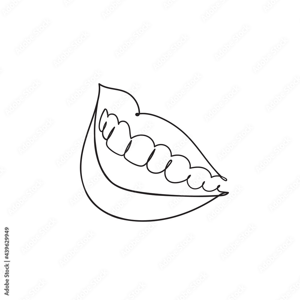 Continuous one line drawing Dental clinic logo. Woman lips logo on ...