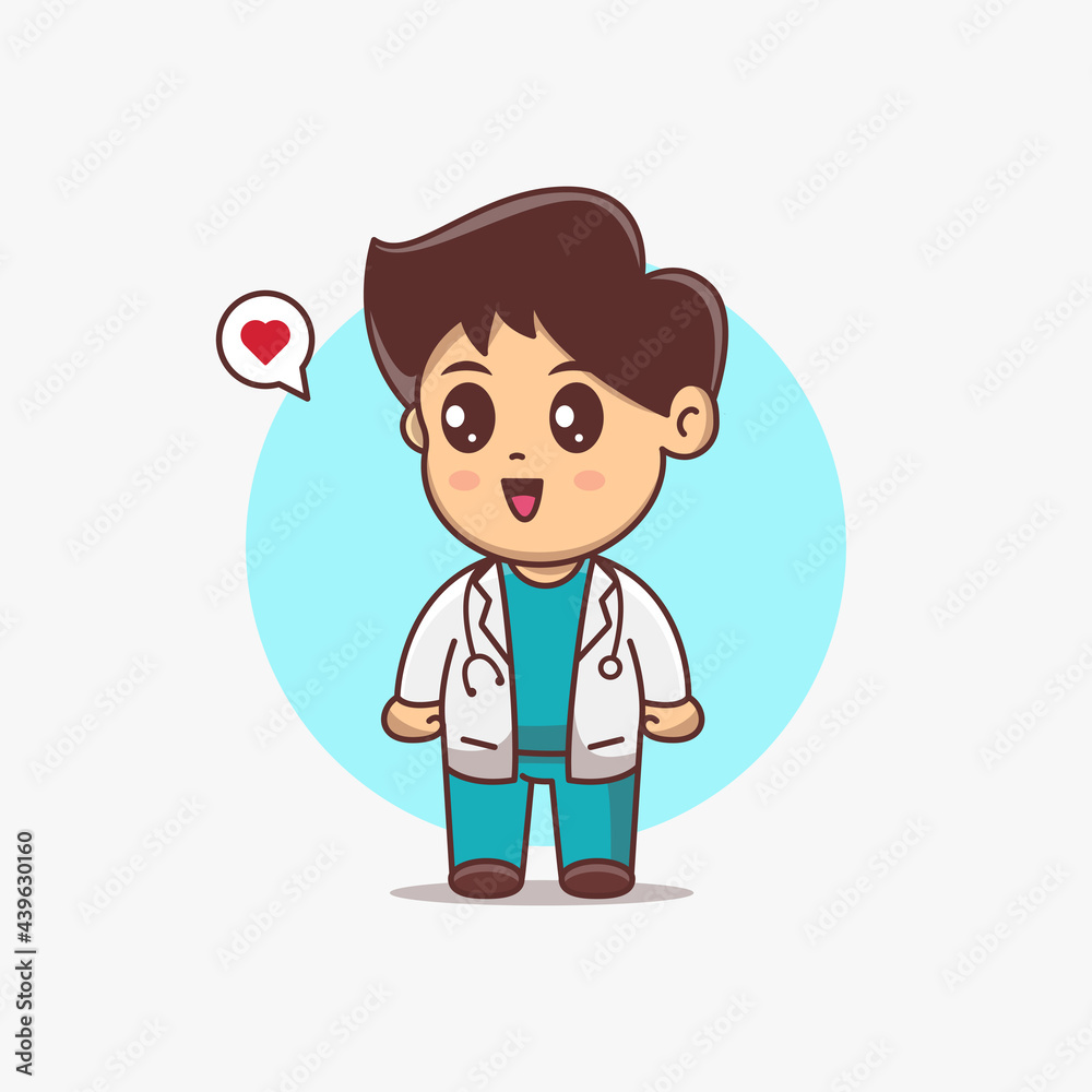 Cute doctor boy cartoon vector illustration. kawaii chibi cartoon character Cute doctor boy cartoon vector illustration. kawaii chibi cartoon character
