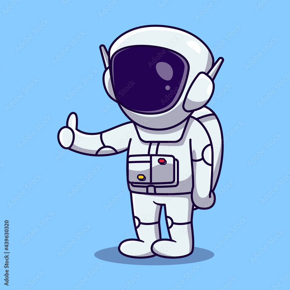 Cute Astronaut thumbs up cartoon illustration vector