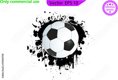 Abstract grunge soccer background design.  Soccer ball dripping paint. Grunge soccer background