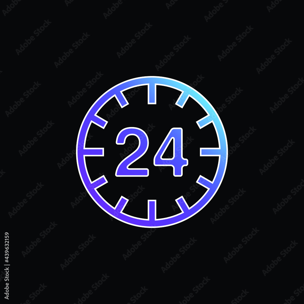 24 Hours Circular Sign blue gradient vector icon 24 Hours Circular Sign blue gradient vector icon