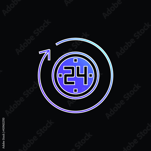 24 Hours blue gradient vector icon