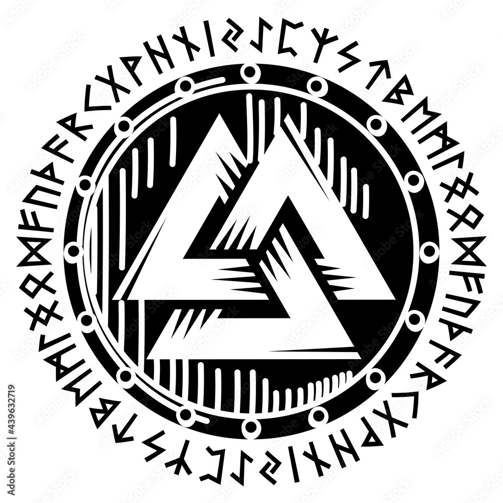 Scandinavian Viking design. Viking shield with northern runes - old ...