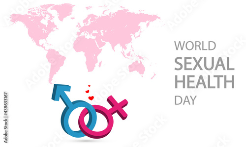 World Sexual Health Day on world map, vector art illustration.