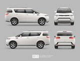 White Freight Suv Car template for Brand Mock Up and Corporate identity.  Passenger Vehicle Isolated on grey background. Side view white off-road suv car