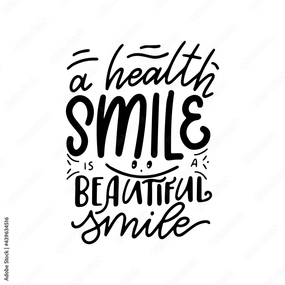 Smile hand drawn lettering quote. Typography design poster. Possitive lifestyle slogan for banner or card. Vector illustration