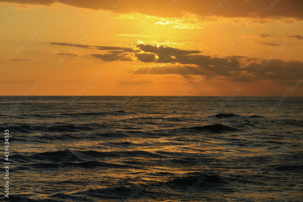 The sunset on Ionian sea, Puglia, Italy.