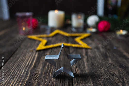 Christmas background stars burning candles