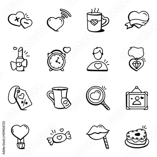 Pack of Romance Doodle Icons 

