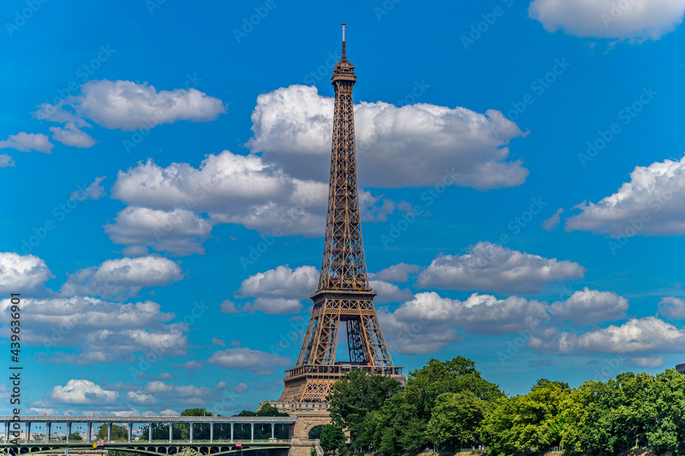 The Eiffel Tower is a wrought-iron lattice tower on the Champ de Mars in Paris.