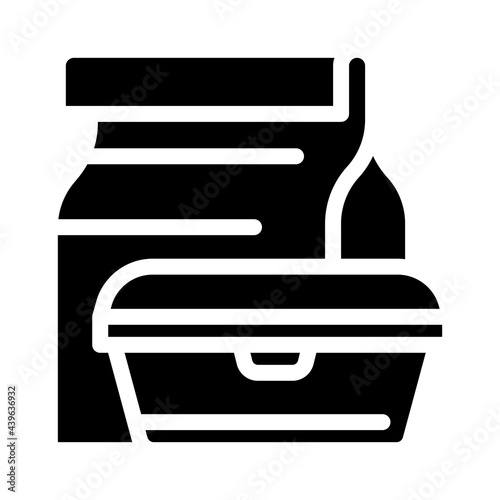 lunch box canteen glyph icon vector. lunch box canteen sign. isolated contour symbol black illustration