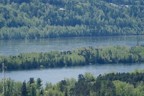 The shore of river in Siberia, Russia.