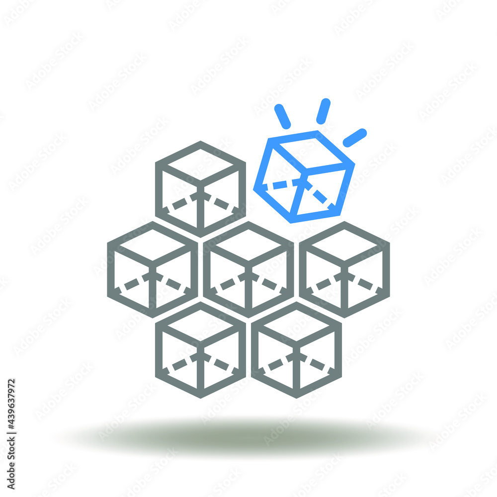 3D cube flowchart vector illustration. Interoperability symbol.
