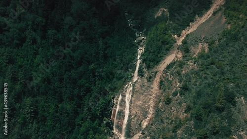 waterfall in high moutain of himalaya