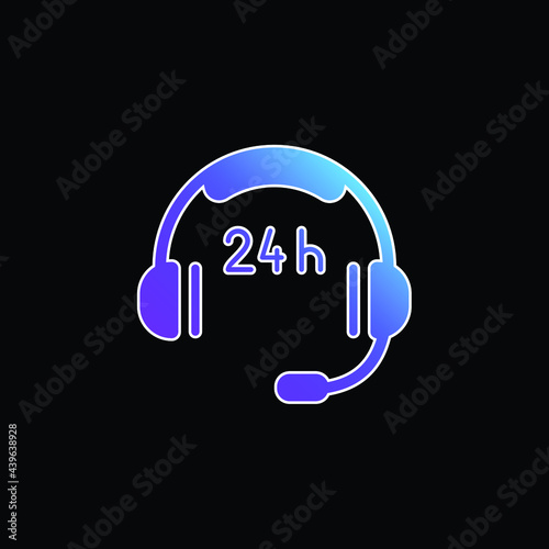 24 Hours Costumer Service blue gradient vector icon