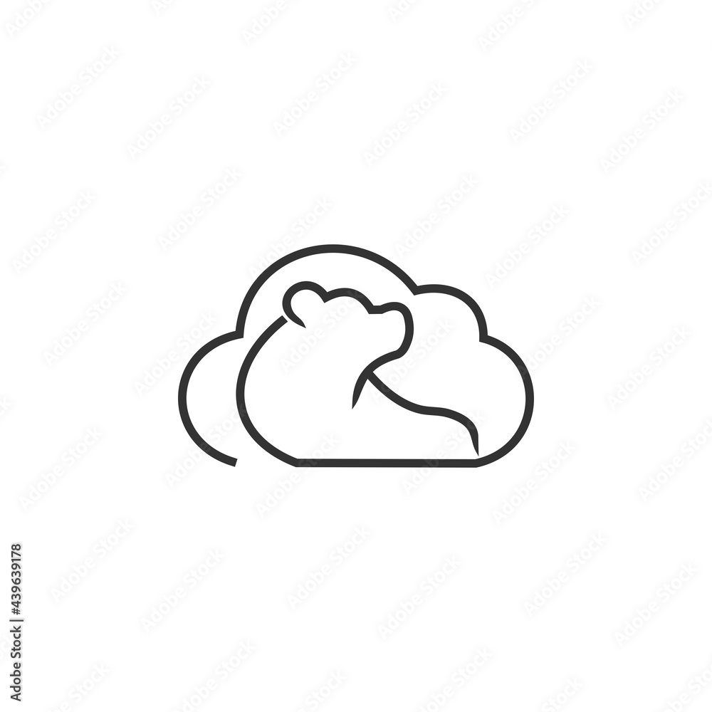 bear, cloud, line bear, cloud, line