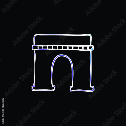 Arch Monumental Outlined Hand Drawn Construction blue gradient vector icon