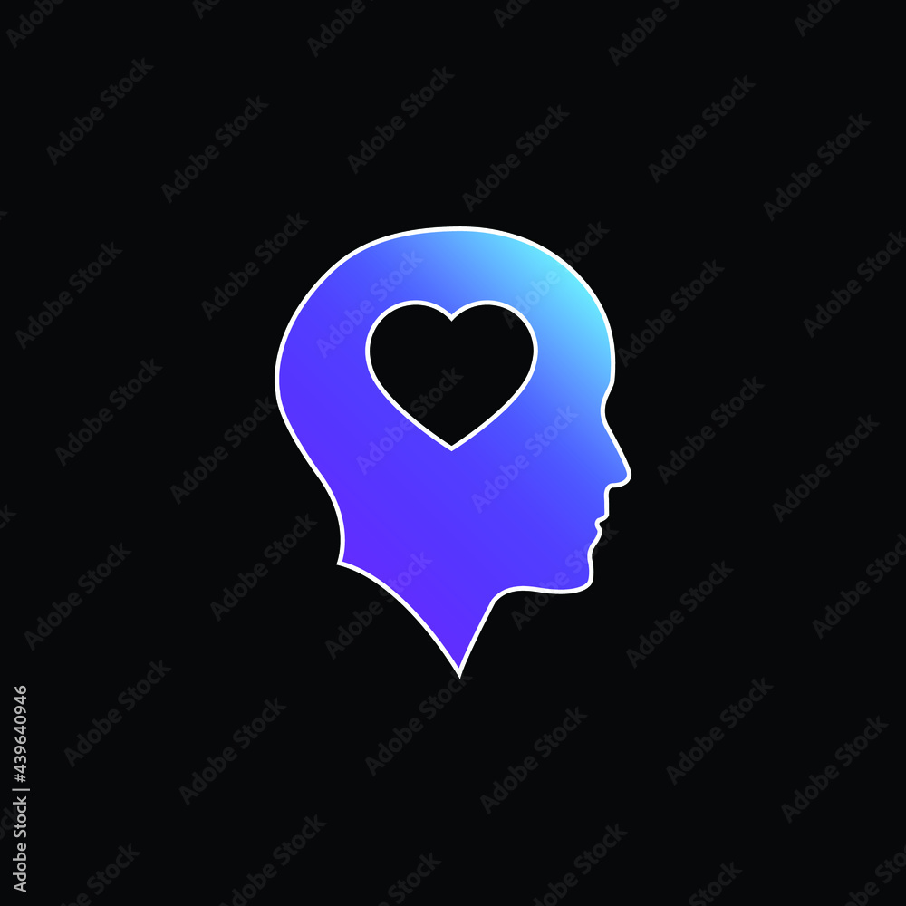 Bald Head With Heart blue gradient vector icon Bald Head With Heart blue gradient vector icon