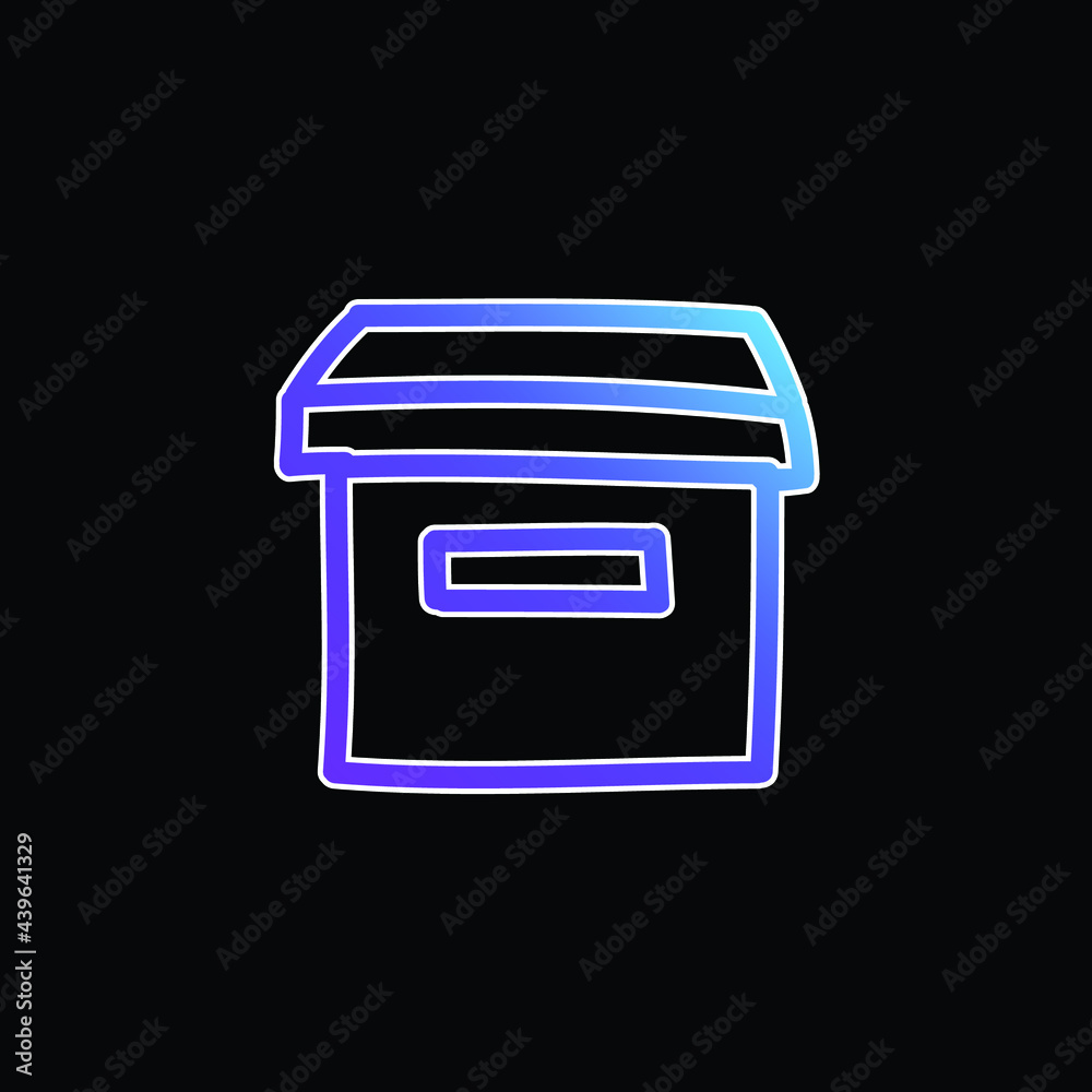 Archive Hand Drawn Box Symbol blue gradient vector icon