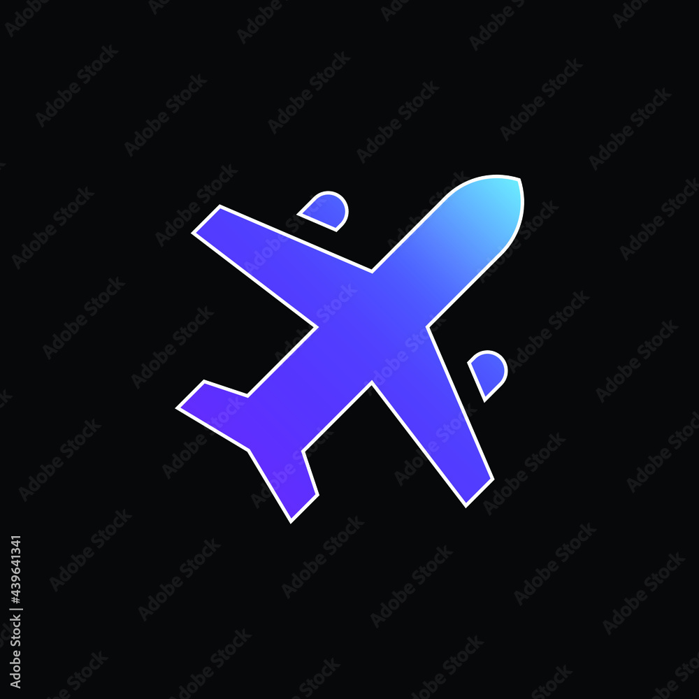 Airplane blue gradient vector icon