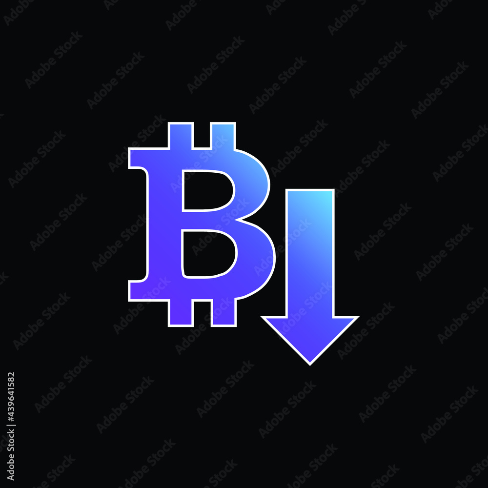 Bitcoin Down Arrow blue gradient vector icon Bitcoin Down Arrow blue gradient vector icon