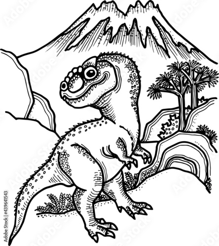 hand drawn illustration of a dinosaur lizard 