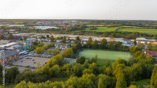 Aerial view of footbal pitch in Colchester  Essex