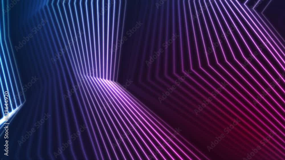 Vidéo Stock Blue and purple neon laser glowing curved 3d lines abstract ...