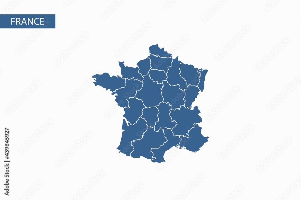 France blue map detailed vector.
