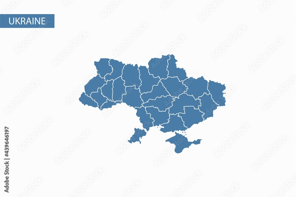 Ukraine blue map detailed vector.
