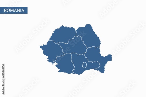 Romania blue map detailed vector.